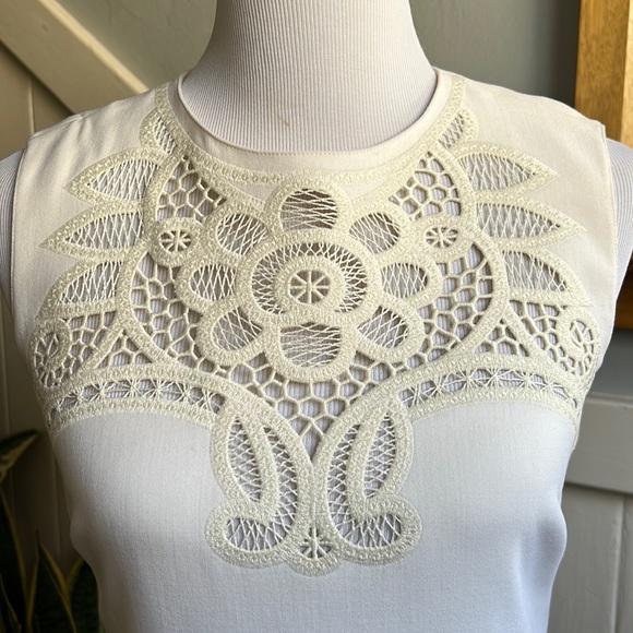 Ralph Lauren Collection Purple Label Wool Sleeveless Embroidered Dress in Cream - Picture 3 of 14